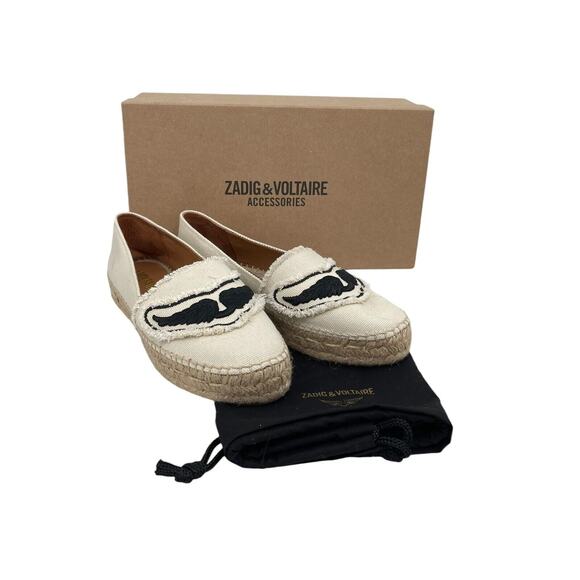 Zadig & Voltaire Canvas Espadrilles Off White Cotton Canvas Wings Size 37 - Picture 1 of 15